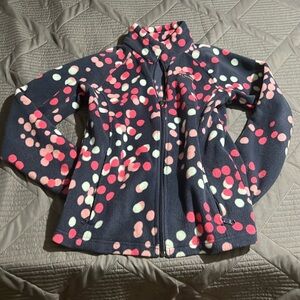 Girls polka dot zip up fleece jacket